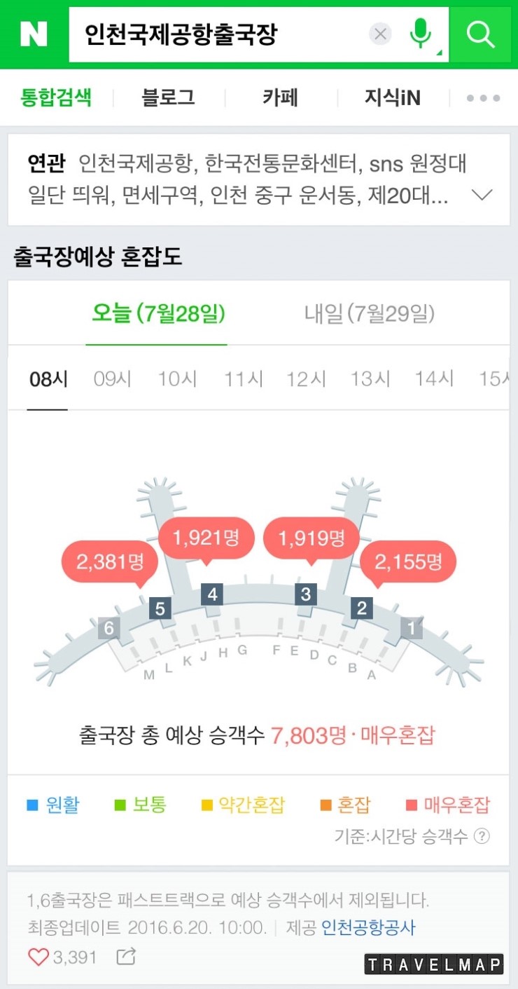 인천국제공항, 네이버에 출국장별 혼잡정보 제공