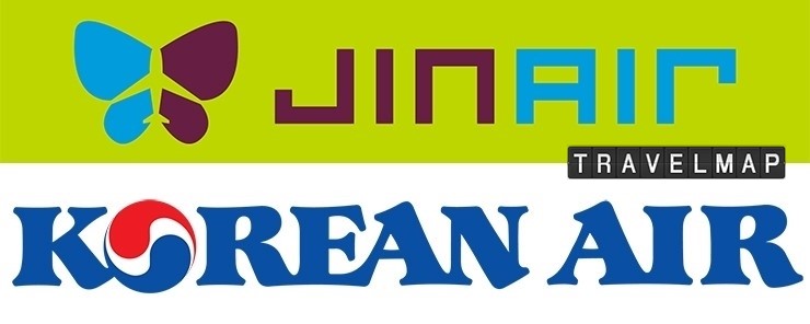 [트래블맵] 대한항공(koreanair), 진에어(jinair)와 공동운항 노선 확대