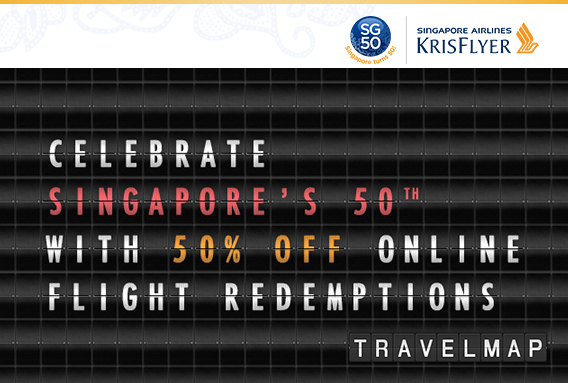 [트래블맵] 싱가포르항공(Singapore Airlines), 싱가포르 독립 50주년 기념 마일리지 항공권 50% 할인