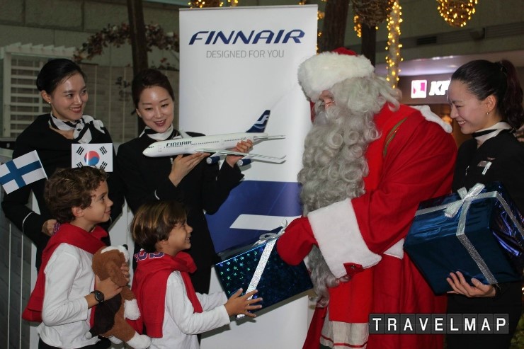 트래블맵_핀란드_공식_산타클로스,_핀에어(finnair)_타고_한국_방문