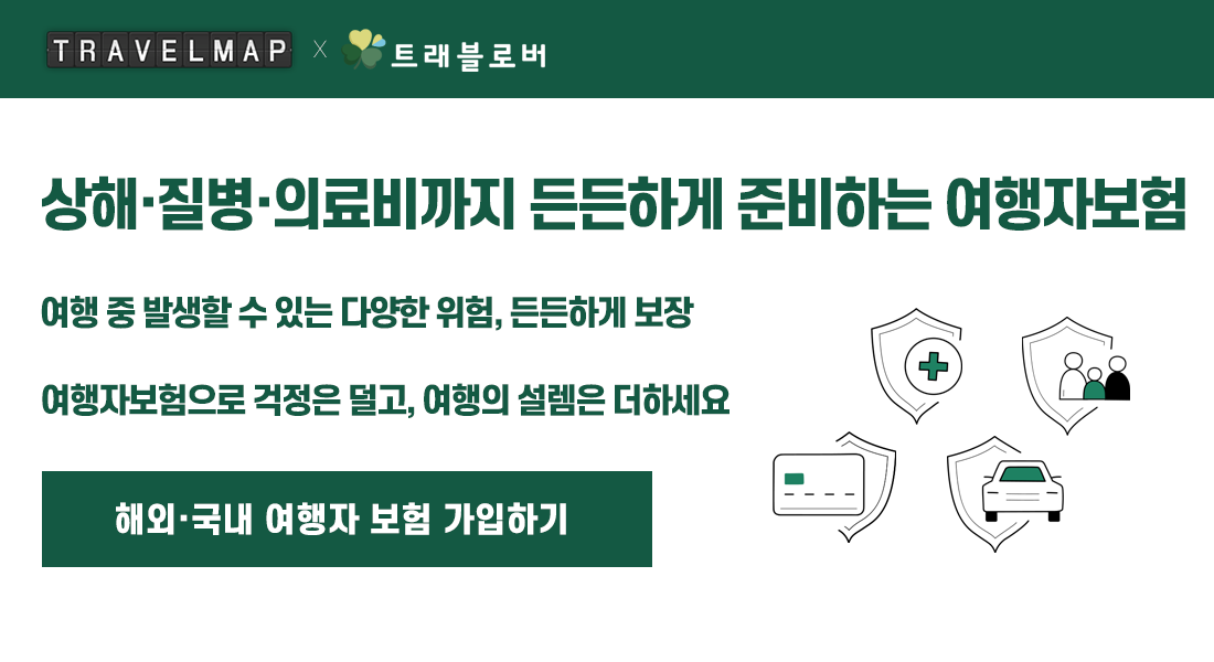 트래블맵 해외·국내 여행자 보험
여행 출발 당일 가입 가능